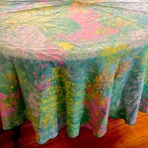 Colorful Floral Watercolor Tablecloth 68”